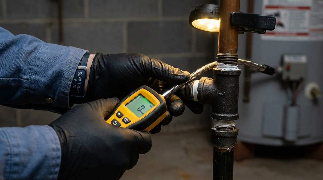 Gas leak detection with electronic sniffer by Johns Plumbing LLC in Aptos